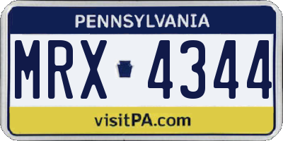PA license plate MRX4344