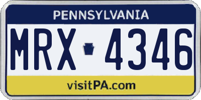 PA license plate MRX4346