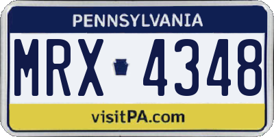 PA license plate MRX4348