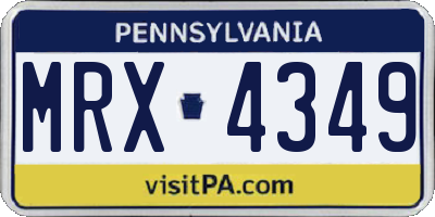 PA license plate MRX4349