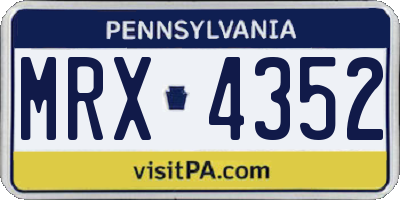 PA license plate MRX4352