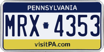 PA license plate MRX4353