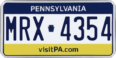 PA license plate MRX4354