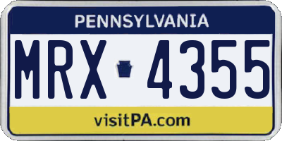 PA license plate MRX4355