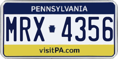 PA license plate MRX4356