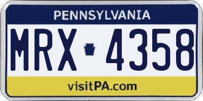PA license plate MRX4358