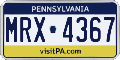 PA license plate MRX4367