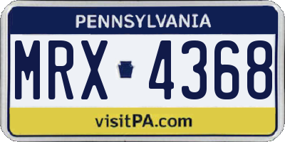 PA license plate MRX4368