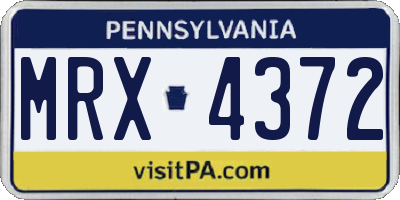 PA license plate MRX4372