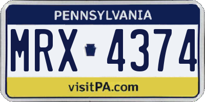 PA license plate MRX4374