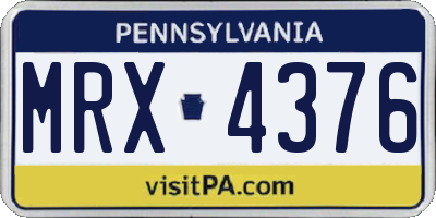 PA license plate MRX4376