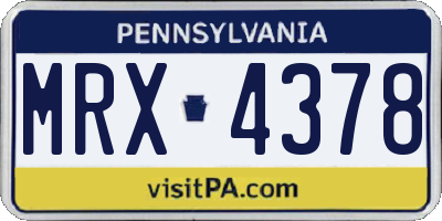 PA license plate MRX4378