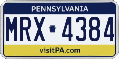 PA license plate MRX4384
