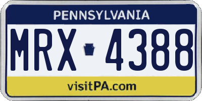 PA license plate MRX4388