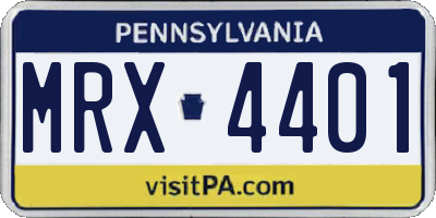PA license plate MRX4401