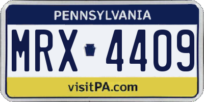 PA license plate MRX4409
