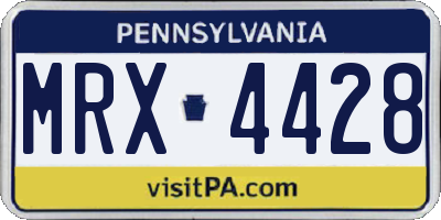 PA license plate MRX4428