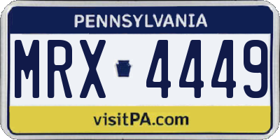 PA license plate MRX4449
