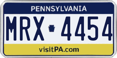PA license plate MRX4454