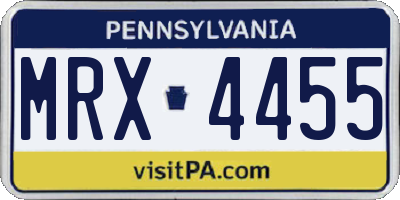 PA license plate MRX4455