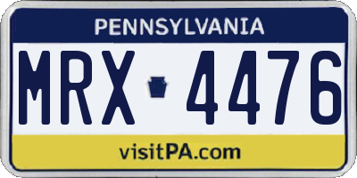 PA license plate MRX4476