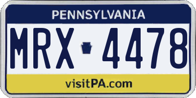 PA license plate MRX4478
