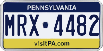 PA license plate MRX4482