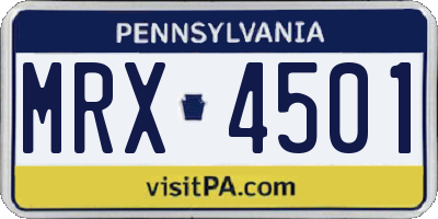 PA license plate MRX4501