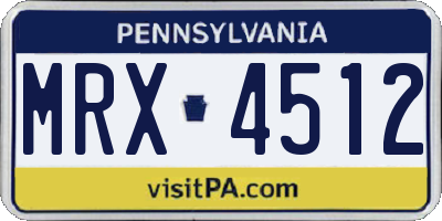 PA license plate MRX4512