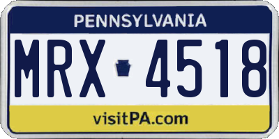 PA license plate MRX4518