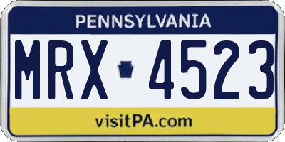 PA license plate MRX4523
