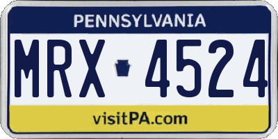 PA license plate MRX4524