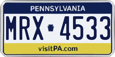 PA license plate MRX4533