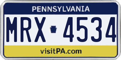PA license plate MRX4534