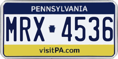 PA license plate MRX4536