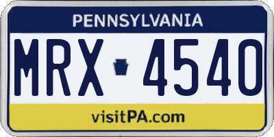 PA license plate MRX4540