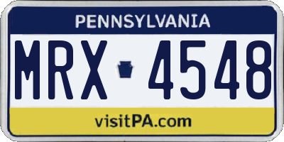 PA license plate MRX4548