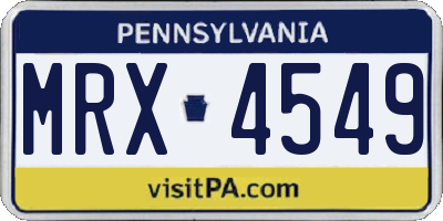 PA license plate MRX4549