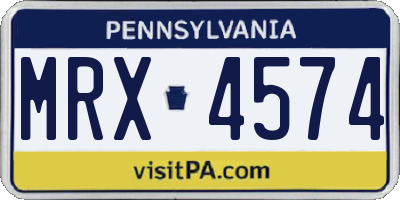 PA license plate MRX4574
