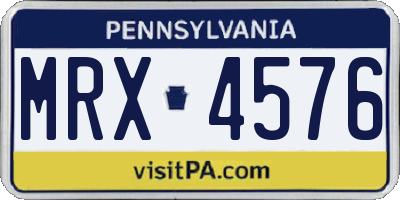 PA license plate MRX4576