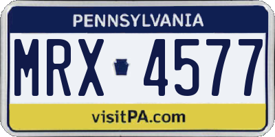 PA license plate MRX4577