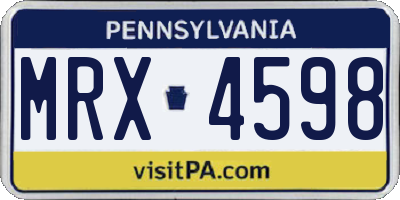 PA license plate MRX4598