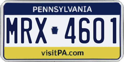PA license plate MRX4601