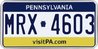 PA license plate MRX4603