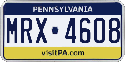 PA license plate MRX4608