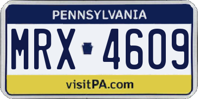 PA license plate MRX4609