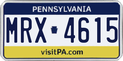PA license plate MRX4615