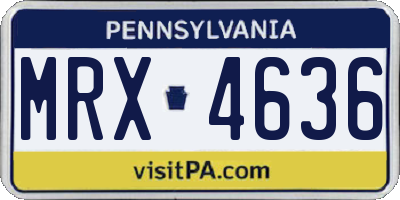 PA license plate MRX4636