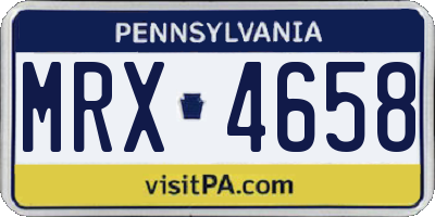 PA license plate MRX4658