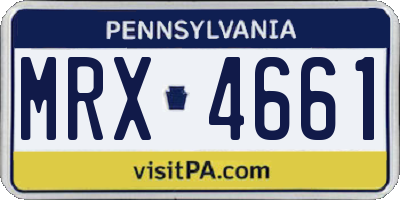 PA license plate MRX4661